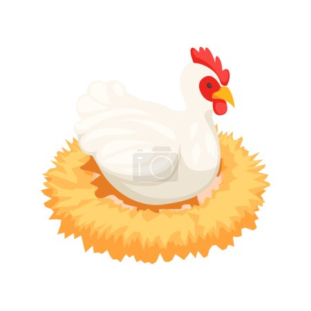 Téléchargez les illustrations : Chicken farm poultry production isometric composition with isolated image of farm animal vector illustration - en licence libre de droit