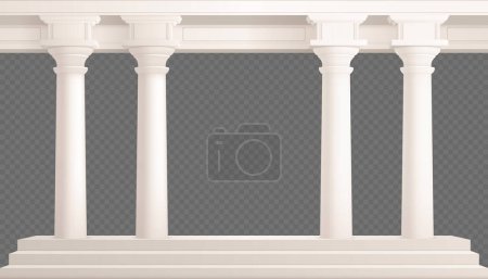 Téléchargez les illustrations : Realistic columns composition four pieces in white in antique style on a translucent background vector illustration - en licence libre de droit
