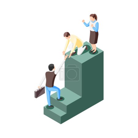 Illustration for Success concept isometric composition of conceptual business icons and human characters vector illustration - Royalty Free Image