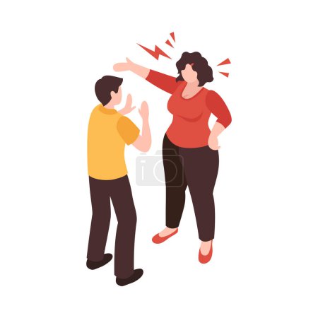 Illustration for Isometric partners husband wife conflict quarreling family domestic abuse composition vector illustration - Royalty Free Image