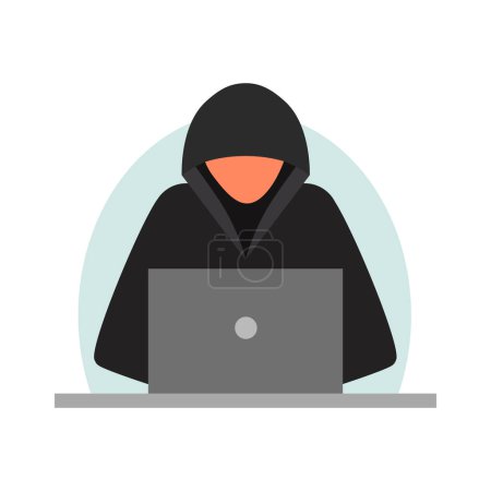 Hacker composition with conceptual icons of illegal cyber activity breaking account malware data stealing vector illustration