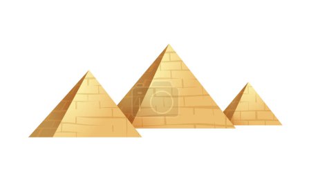 Illustration for Three cartoon egyptian pyramids on white background vector illustration - Royalty Free Image