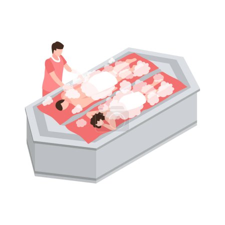 Illustration for People relaxing in turkish bath isometric icon 3d vector illustration - Royalty Free Image