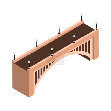 Téléchargez les illustrations : Isometric vieux pont avec des lampes icône sur fond blanc illustration vectorielle 3d - en licence libre de droit