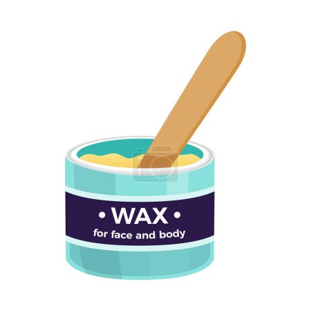 Illustration for Cosmetic wax in jar for hair removal procedure flat vector illustration - Royalty Free Image