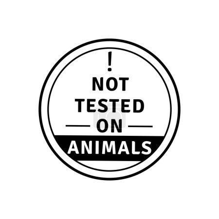 Téléchargez les illustrations : Non testé sur les animaux illustration vectorielle de timbre rond noir - en licence libre de droit