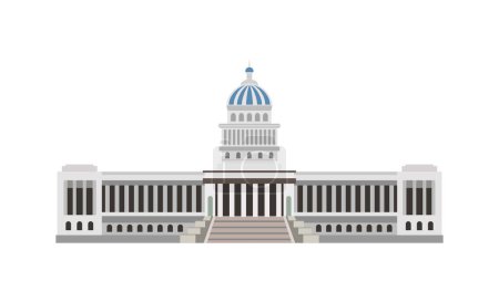 Illustration for Havana national capitol building front view in flat style vector illustration - Royalty Free Image