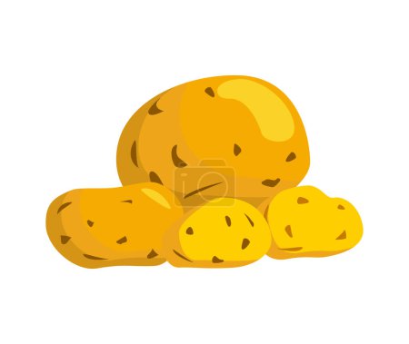 Illustration for Unpeeled raw potatoes flat icon vector illustration - Royalty Free Image