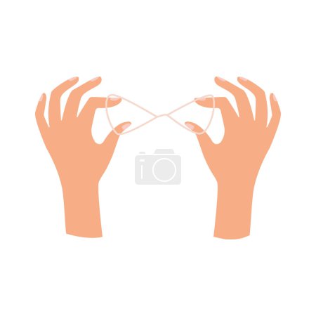 Illustration for Human hands holding thread for hair removal flat vector illustration - Royalty Free Image