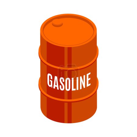 Isometric red gasoline barrel icon 3d vector illustration