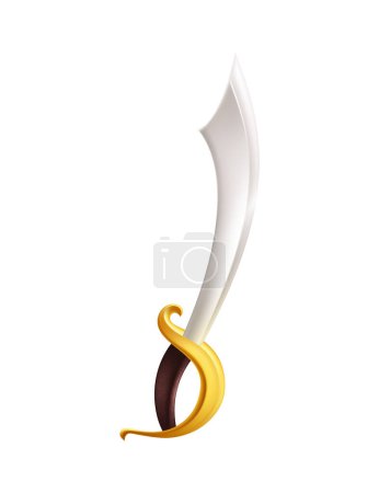 Ilustración de Espada pirata realista con ilustración vectorial mango dorado - Imagen libre de derechos
