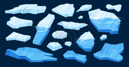 Ilustración de Congelado ártico agrietado hielo fondo azul bloques de hielo de varios tamaños vector ilustración - Imagen libre de derechos