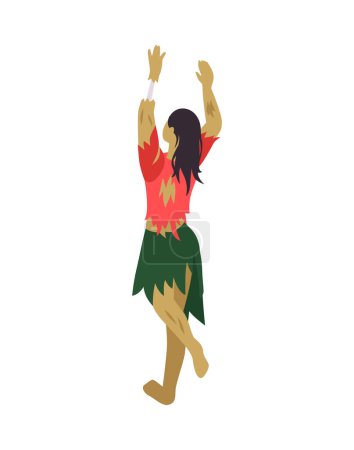 Illustration for Walking female zombie back view isometric icon vector illustration - Royalty Free Image
