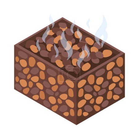 Illustration for Heated stones in bathhouse isometric icon on white background 3d vector illustration - Royalty Free Image