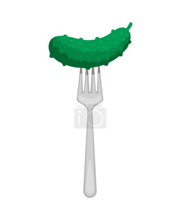 Téléchargez les illustrations : Concombre mariné rapide plat sur l'illustration vectorielle de fourchette - en licence libre de droit