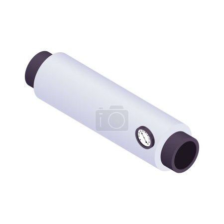 Illustration for Isometric pipe part with gauge 3d vector illustration - Royalty Free Image