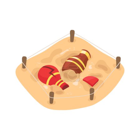 Illustration for Archeology isometric icon with ancient vases at excavation site 3d vector illustration - Royalty Free Image