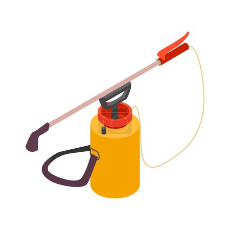 Illustration for Pest control service professional pesticide sprayer isometric icon vector illustration - Royalty Free Image