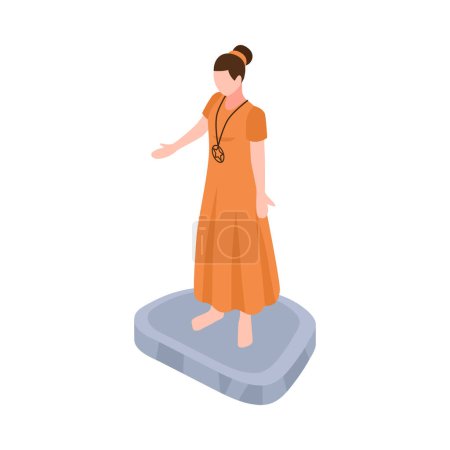 Ilustración de Icono de secta de culto religioso isométrico con carácter femenino de la ilustración de vectores 3D de fotetos - Imagen libre de derechos