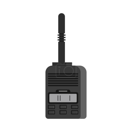 Illustration for Black portable radio station walkie talkie flat vector illustration - Royalty Free Image