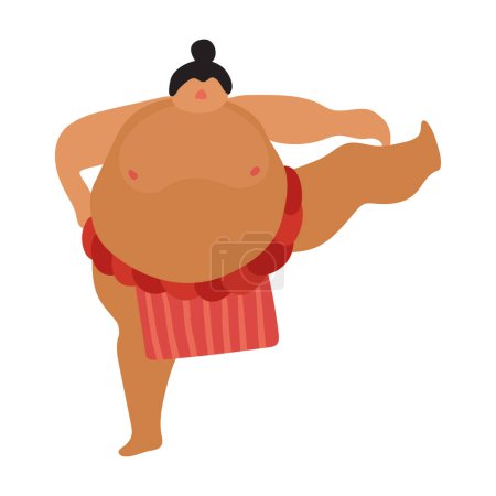 Ilustración de Luchador de sumo masculino sobre fondo blanco ilustración vectorial plana - Imagen libre de derechos