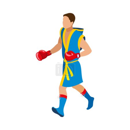 Téléchargez les illustrations : Boxer masculin avant combat illustration vectorielle isométrique - en licence libre de droit