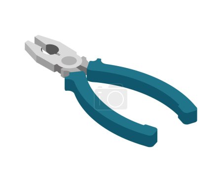 Illustration for Flat nose pliers with blue handle isometric icon on white background 3d vector illustration - Royalty Free Image