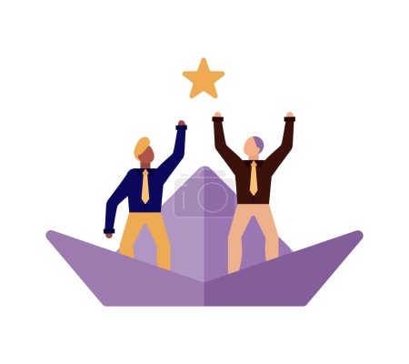 Illustration for Effective teamwork flat concept of successful team members cooperation trust goals commitment vector illustration - Royalty Free Image