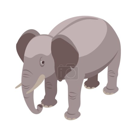 Isometrischer grauer Elefant auf weißem Hintergrund 3D-Vektorillustration