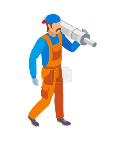 Illustration for Auto service mechanic in uniform isometric icon 3d vector illustration - Royalty Free Image