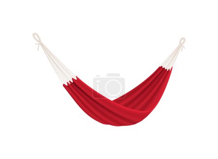 Illustration for Realistic hanging red fabric hammock on white background vector illustration - Royalty Free Image
