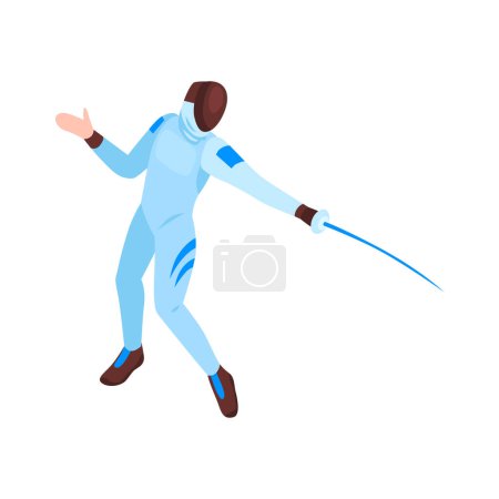 Ilustración de Esgrimista isométrico con espada durante la ilustración del vector de lucha - Imagen libre de derechos
