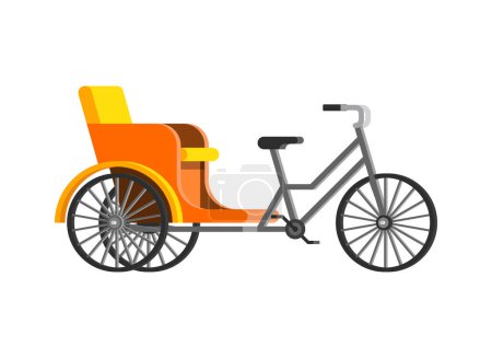 Ilustración de Rickshaw plano tirado por la ilustración vector bicicleta - Imagen libre de derechos