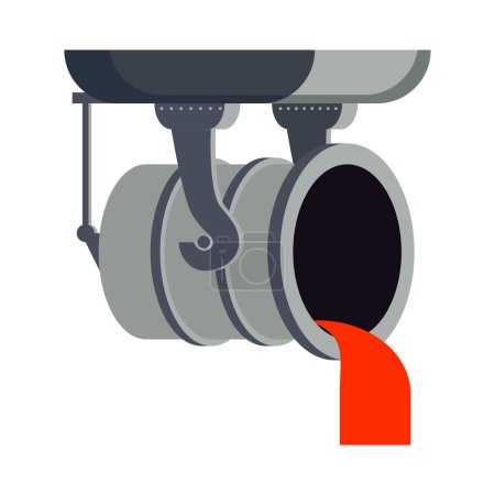 Illustration for Mettalurgy flat icon with steel casting equipment vector illustration - Royalty Free Image