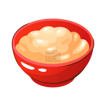 Illustration for Miso paste in red bowl isometric icon vector illustration - Royalty Free Image