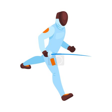 Ilustración de Atleta de esgrima isométrica durante la ilustración del vector de lucha - Imagen libre de derechos