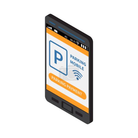 Ilustración de Aparcamiento móvil teléfono inteligente aplicación de pago en línea ícono isométrico 3d vector ilustración - Imagen libre de derechos