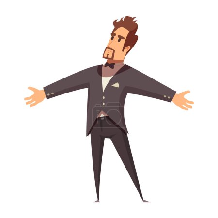 Illustration for Male host singer or musician wearing black suit vector illustration - Royalty Free Image