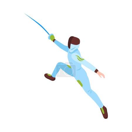 Ilustración de Posición isométrica del esgrimista con ilustración de vectores de espada - Imagen libre de derechos