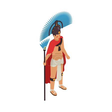 Isometric mayan man character on white background 3d vector illustration