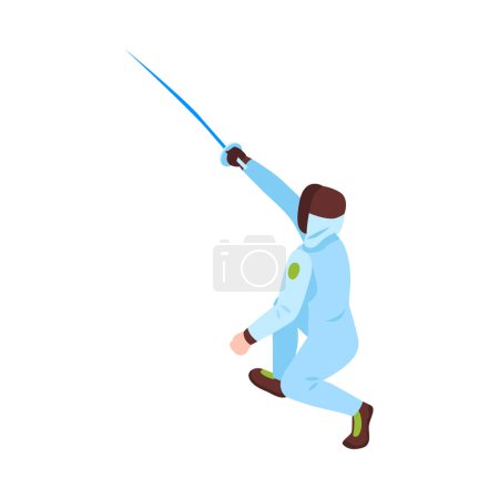Illustration for Isometric fencer position with sword back view vector illustration - Royalty Free Image