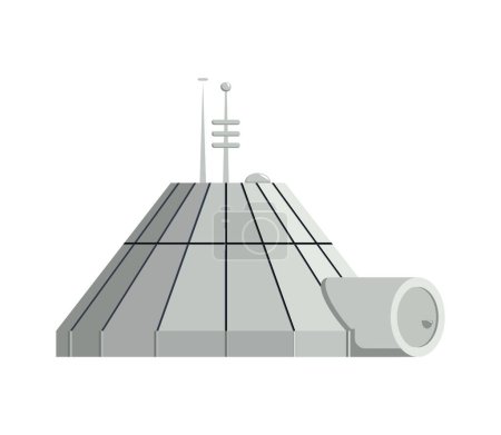 Illustration for Planet colonization space base building flat vector illustration - Royalty Free Image