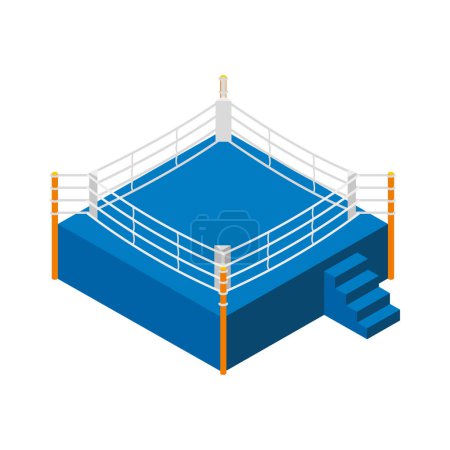 Isometric empty blue boxing ring icon 3d vector illustration