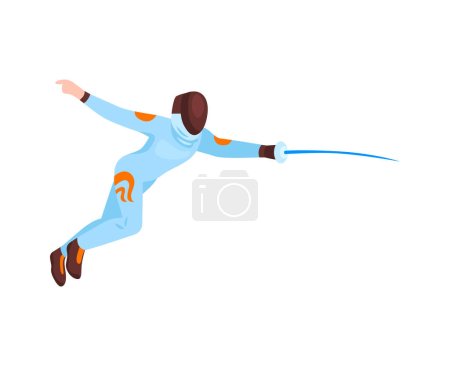 Illustration for Isometric fencer with sword wearing mask during competition or training vector illustration - Royalty Free Image