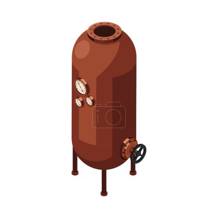 Illustration for Steampunk boiler steam powered machinery element isometric icon 3d vector illustration - Royalty Free Image