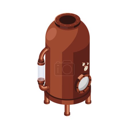 Illustration for Isometric vintage brown steampunk boiler with gauge meters 3d vector illustration - Royalty Free Image
