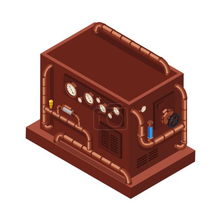 Illustration for Brown vintage steampunk machine isometric icon 3d vector illustration - Royalty Free Image