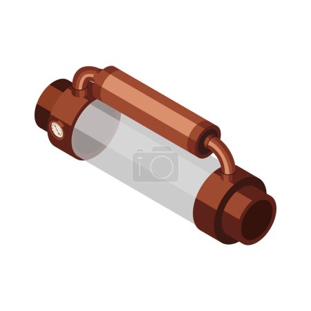 Illustration for Pipe with pressure gauge isometric icon vector illustration - Royalty Free Image