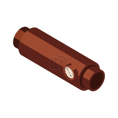Illustration for Isometric brown pipe with pressure gauge icon vector illustration - Royalty Free Image