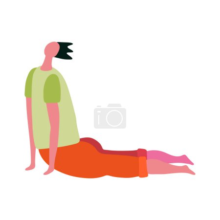 Téléchargez les illustrations : Composition de personnes de yoga avec le caractère humain sans visage isolé dans l'illustration vectorielle d'asana de pose de yoga - en licence libre de droit